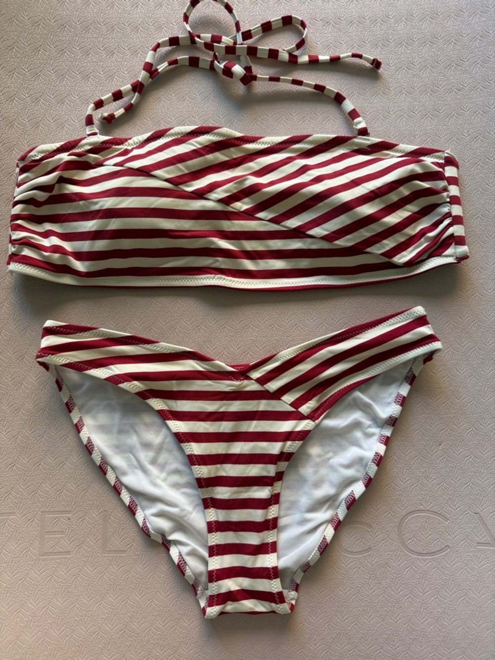 H&M Striped Red and White Bandeau Bikini Set